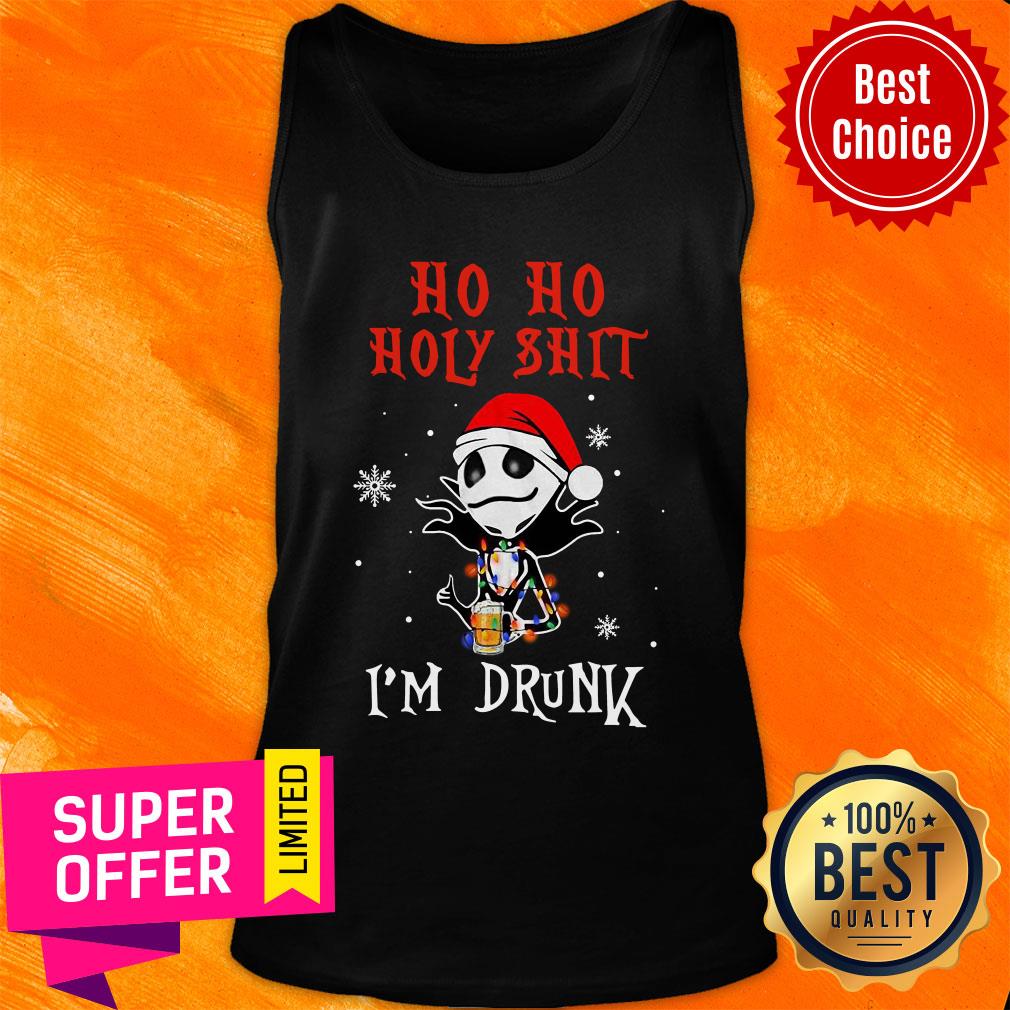 Premium Jack Skellington Ho Ho Holy Shit I'm Drunk Beer Christmas Shirt