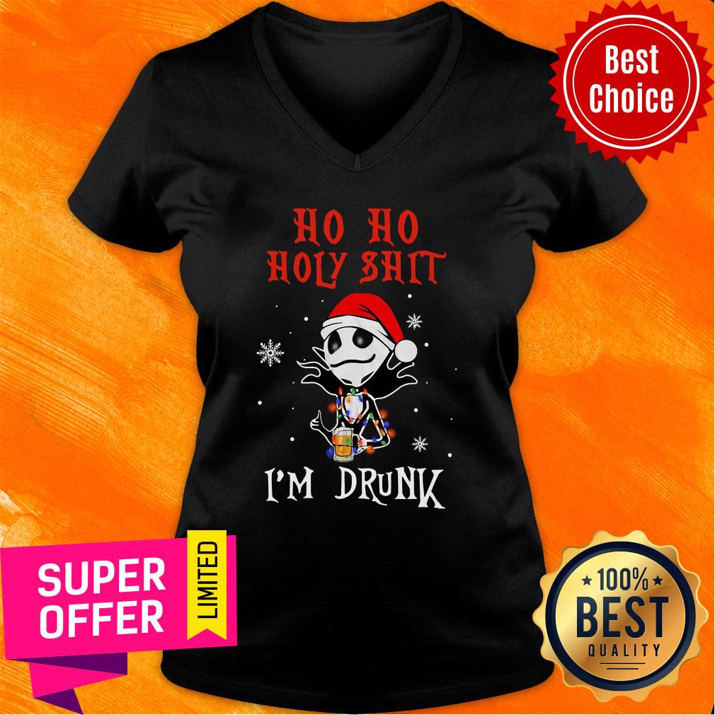 Premium Jack Skellington Ho Ho Holy Shit I'm Drunk Beer Christmas Shirt