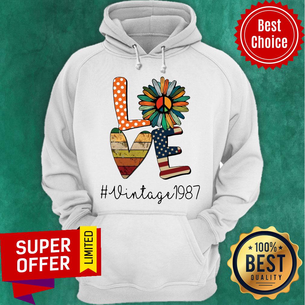 Premium Love Daisy One Another American Flag Hippie Lover Vintage 1987 Shirt