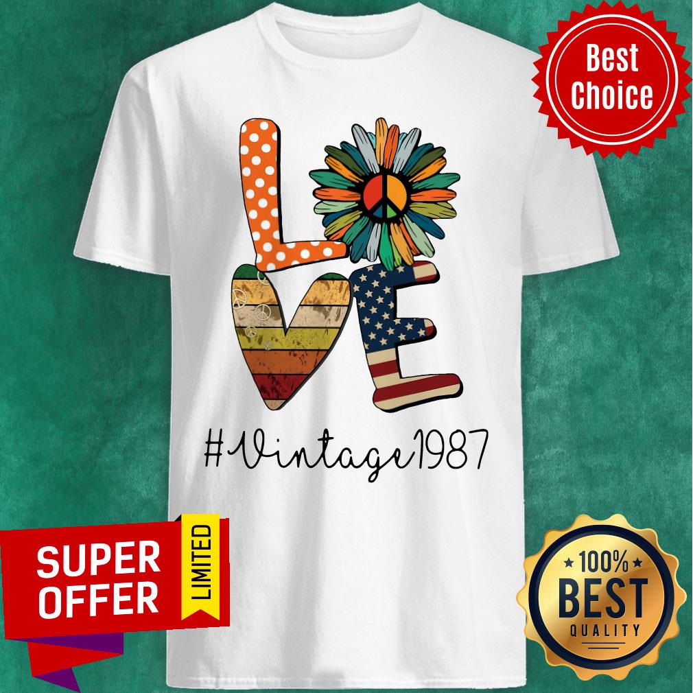 Premium Love Daisy One Another American Flag Hippie Lover Vintage 1987 Shirt