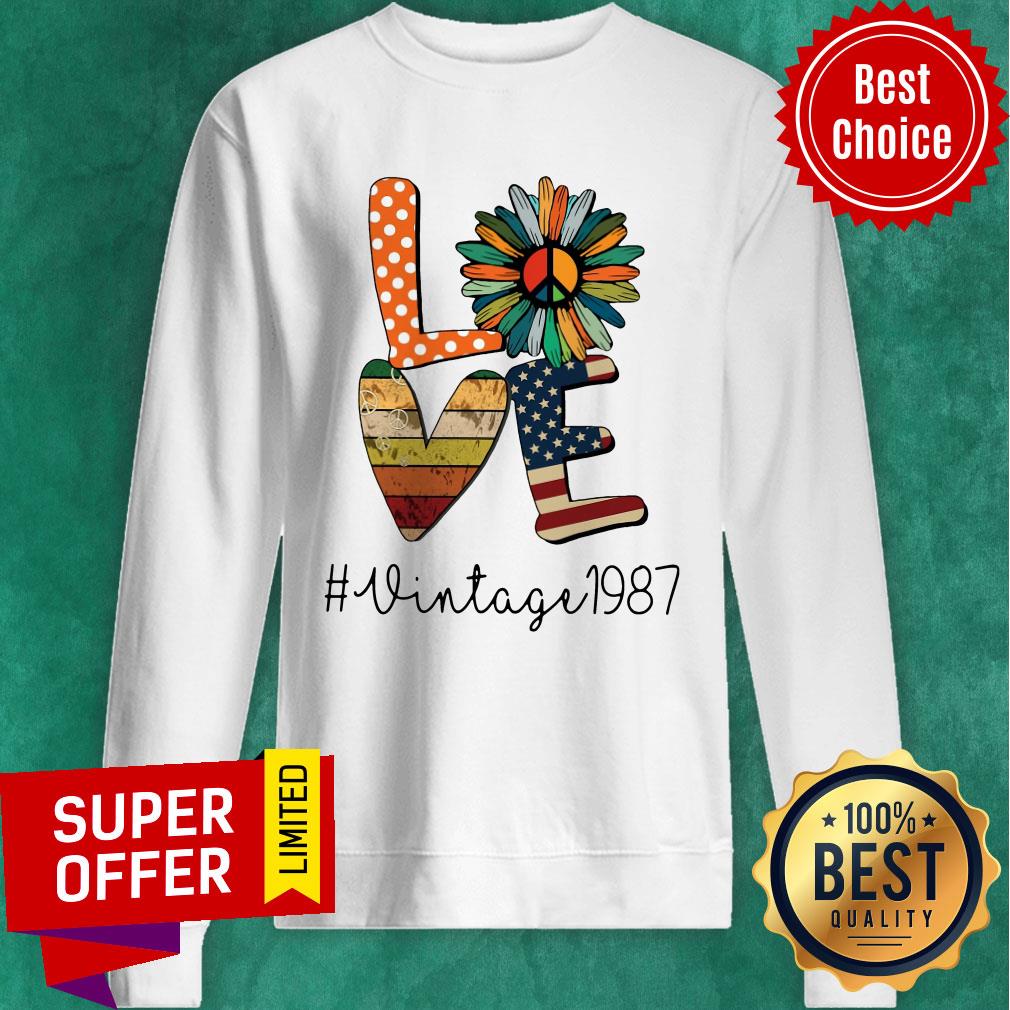Premium Love Daisy One Another American Flag Hippie Lover Vintage 1987 Shirt