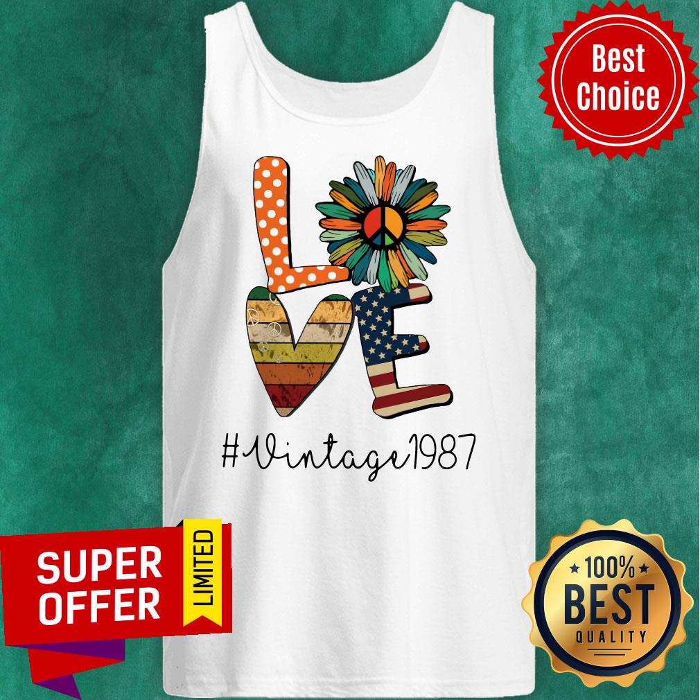 Premium Love Daisy One Another American Flag Hippie Lover Vintage 1987 Shirt