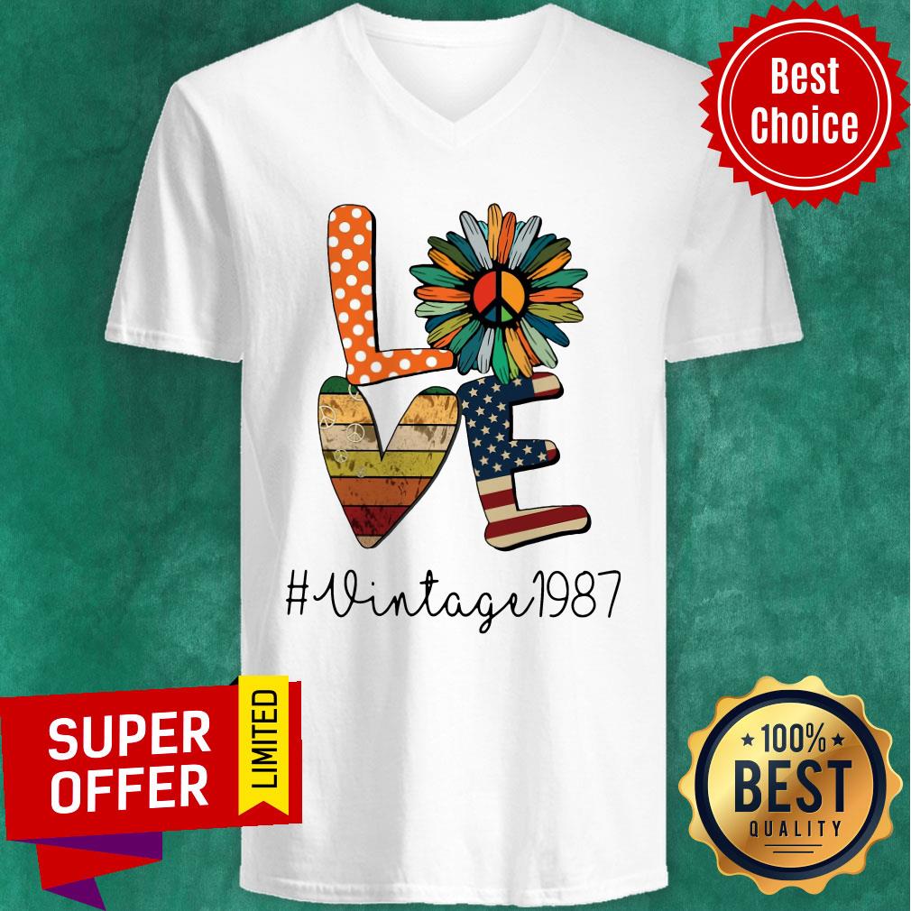Premium Love Daisy One Another American Flag Hippie Lover Vintage 1987 Shirt