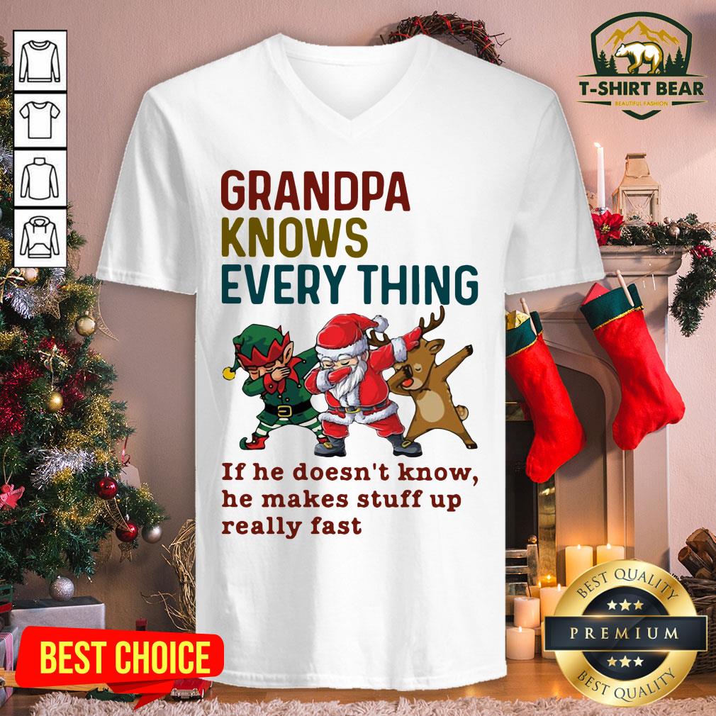 Original Santa Reindeer Dabbing Grandpa Knows Everything Shirt