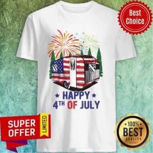 Car Camping Firework Happy 4th Of July American Flag Shirt
