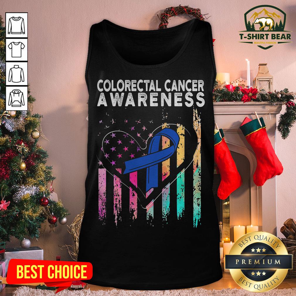 Colorful Colorectal Cancer Awareness American Flag Shirt
