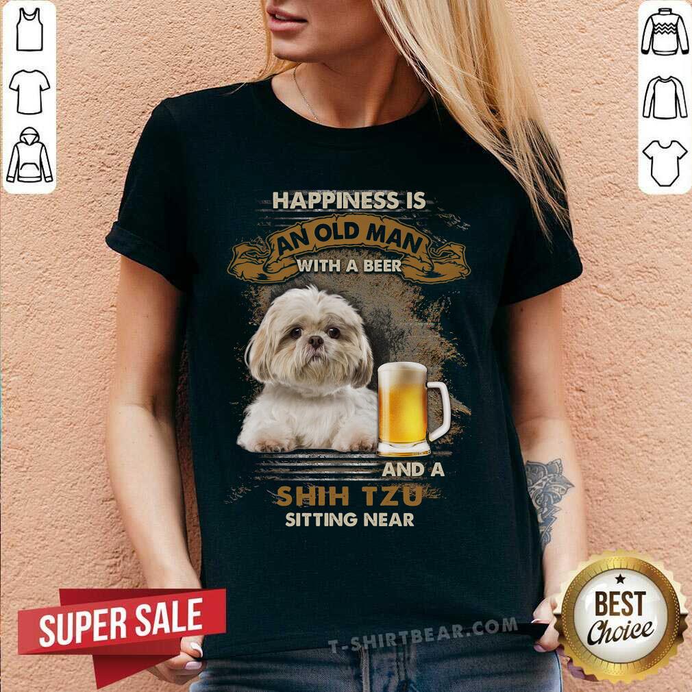 Shih Tzu Sitting Near Old Man Shirt