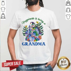 Pretty Happiness Is Being A Grandma Snowman Christmas Tree Xmas Shirt