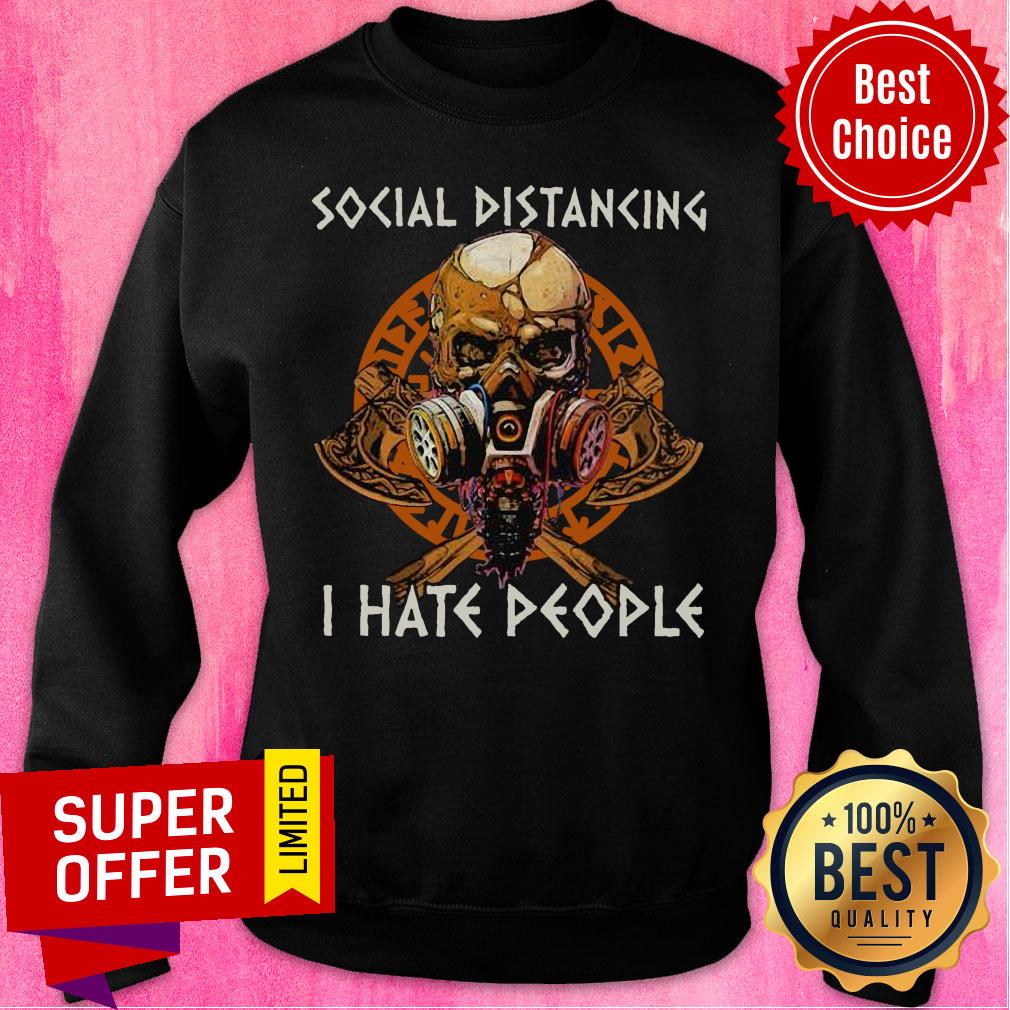 Skull Vikings Social Distancing I Hate People Shirt