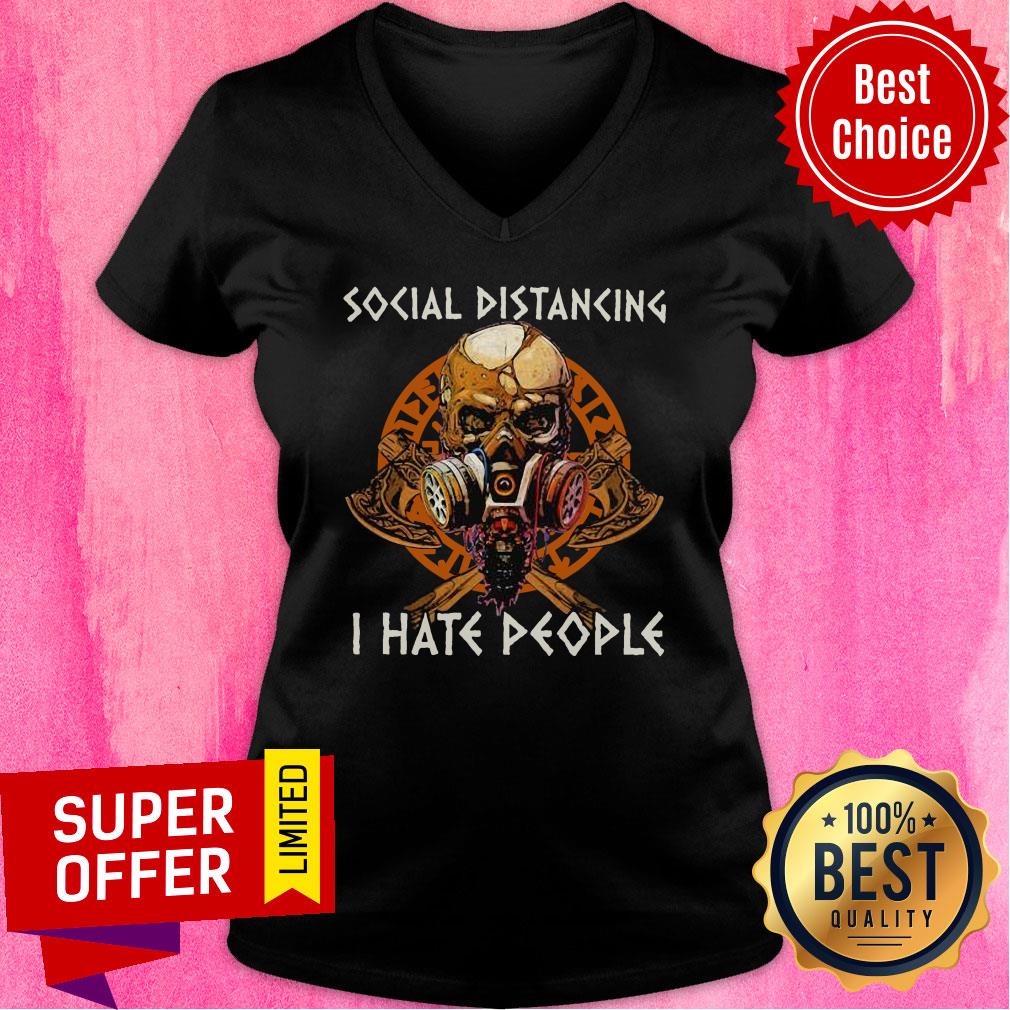 Skull Vikings Social Distancing I Hate People Shirt
