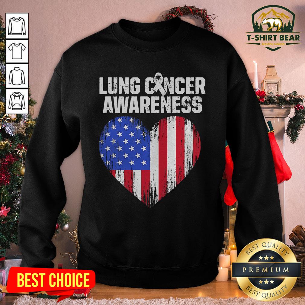 Originall Lung Cancer Awareness Heart American Flag Shirt