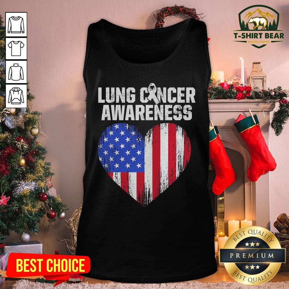 Originall Lung Cancer Awareness Heart American Flag Shirt