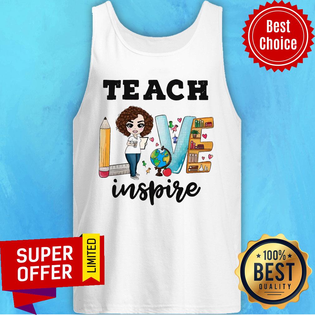Teach Love Inspire Bookshelf Pencil Ruler Globe Shirt