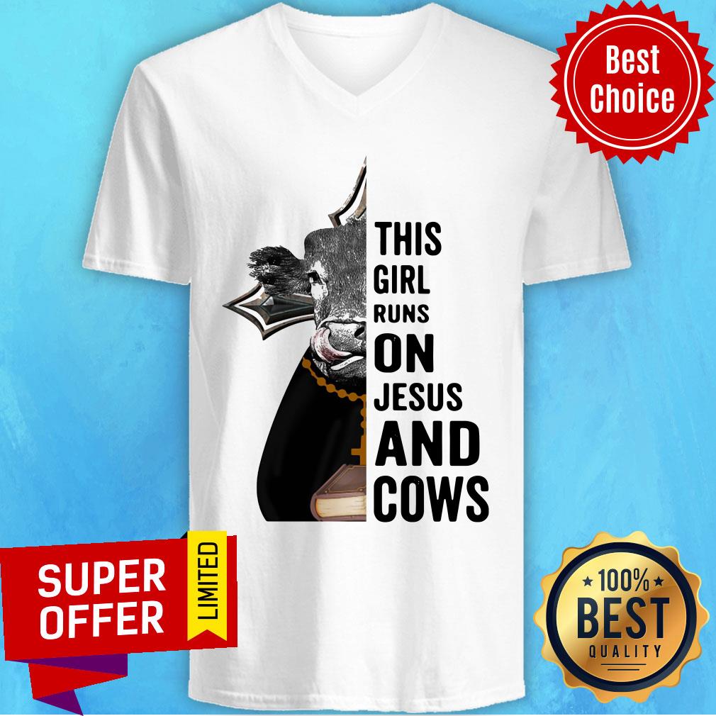 This Girl Runs On Jesus And Cows Shirt