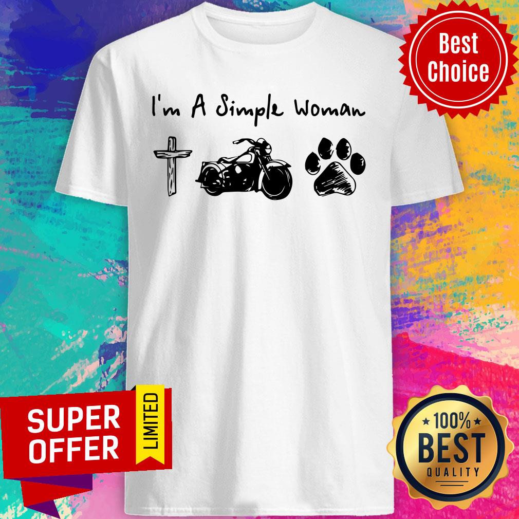 Top I’m A Simple Woman Jesus Motorcycle Dog Paw Shirt
