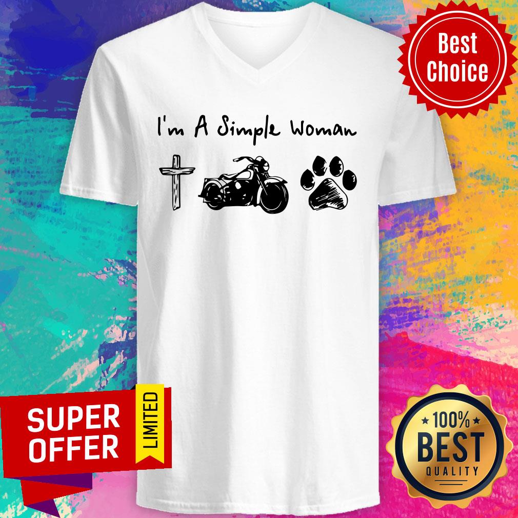 Top I’m A Simple Woman Jesus Motorcycle Dog Paw Shirt