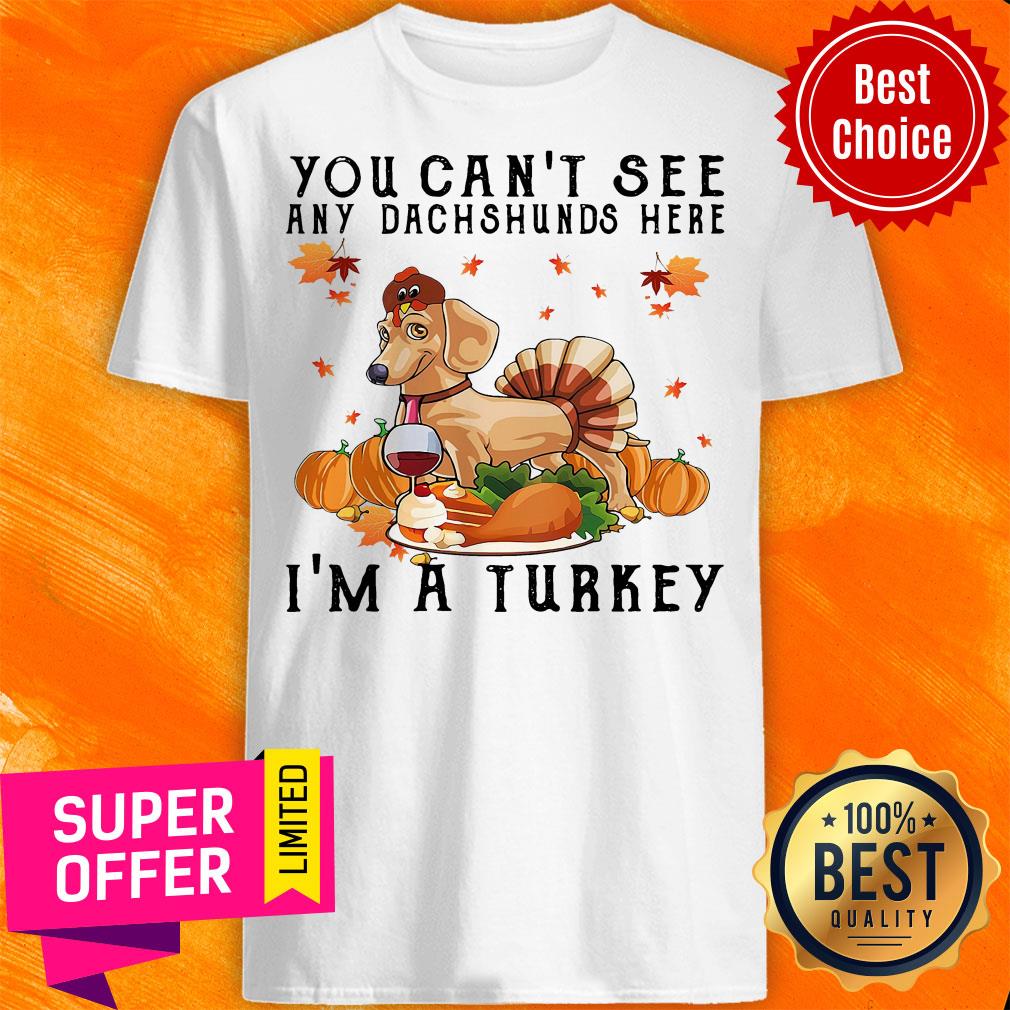 Top You Can'T See Any Dachshunds Here I'M A Turkey Pumpkin Shirt