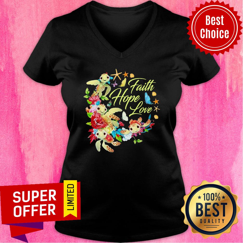 Turtle Faith Hope Love Flowers Shirt