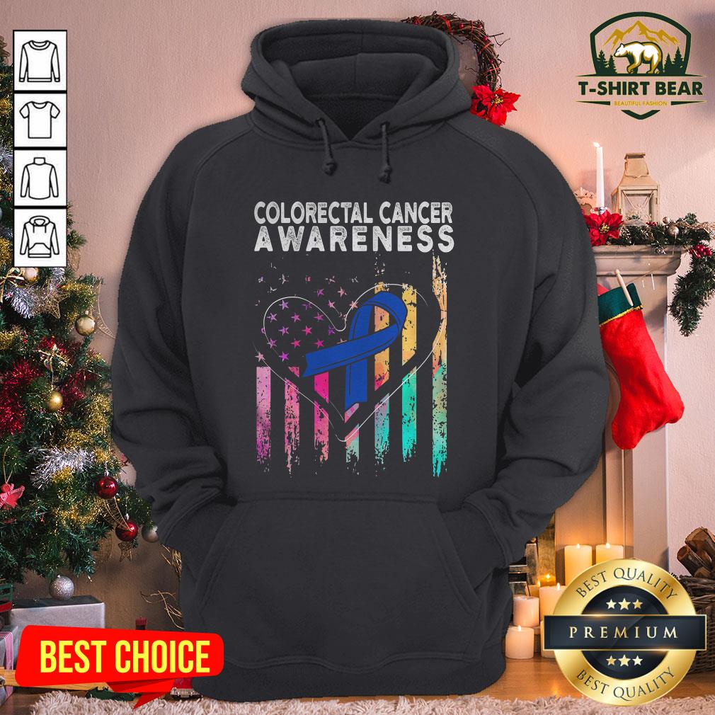 Colorful Colorectal Cancer Awareness American Flag Shirt