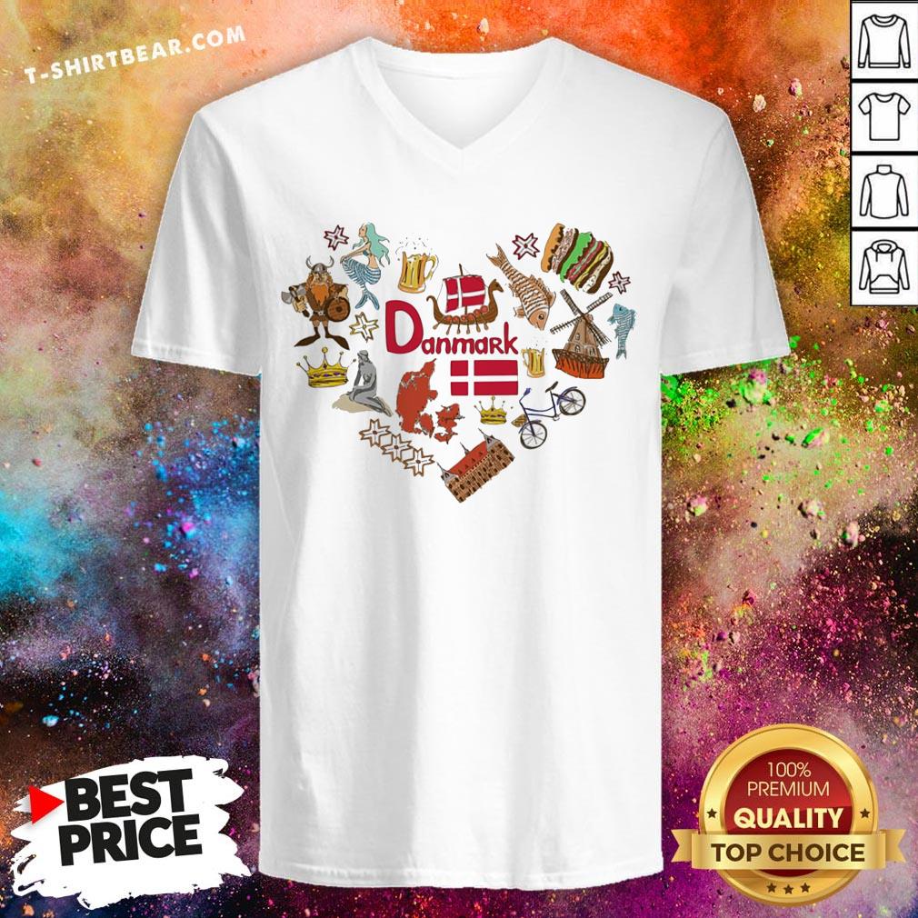Cute Danish Symbols In Heart Shape Concept Shirt