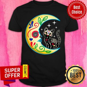 Cat Amp Moon Sugar Skull Dia De Los Muertos Shirt