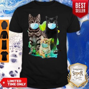 Nice Three Cat Wear Face Mask Tee Shirt