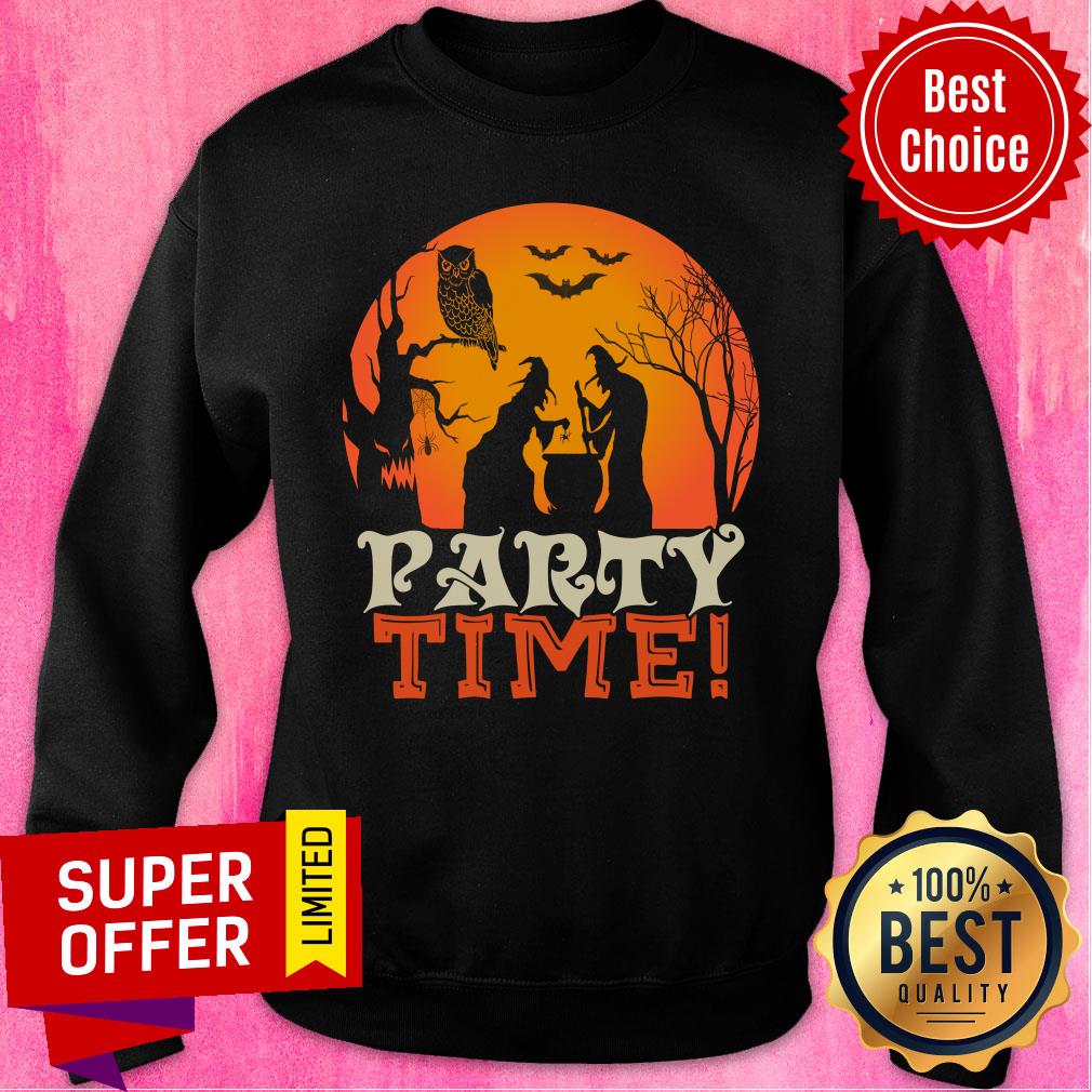Witch Party Time Owl Bat Halloween Shirt