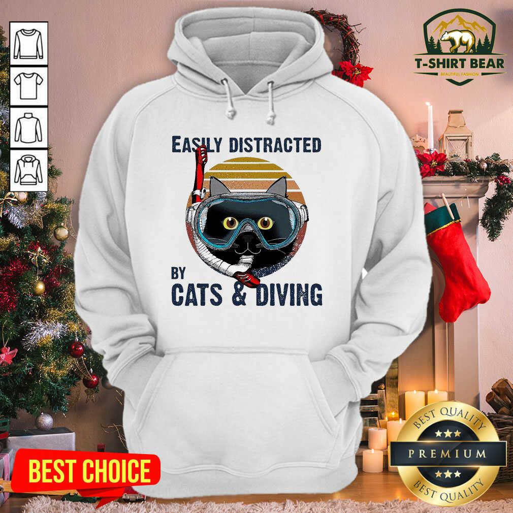 Premium Easily Distracted By Cats And Diving Vintage Shirt