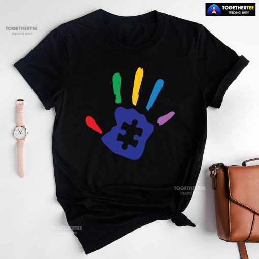 Autism Handprint Puzzle Piece T-Shirt - Kids Tee