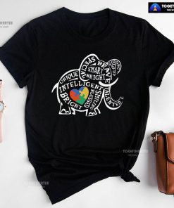 Elephant Typography Autism Awareness T-Shirt - Small Tee