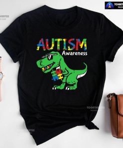 Autism Awareness Dinosaur Puzzle Pieces T-Shirt - Women's Tee