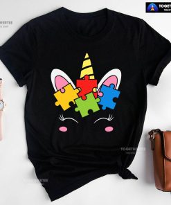 Unicorn Autism Puzzle Pieces T-Shirt - Black Tee