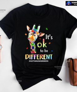 It’s Ok To Be Different #Autism Awareness Giraffe T-Shirt