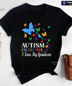 Autism Grandma I Love My Grandson Butterfly T-Shirt