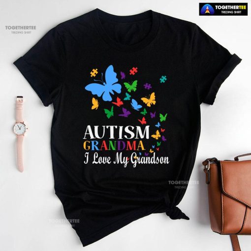 Autism Grandma I Love My Grandson Butterfly T-Shirt