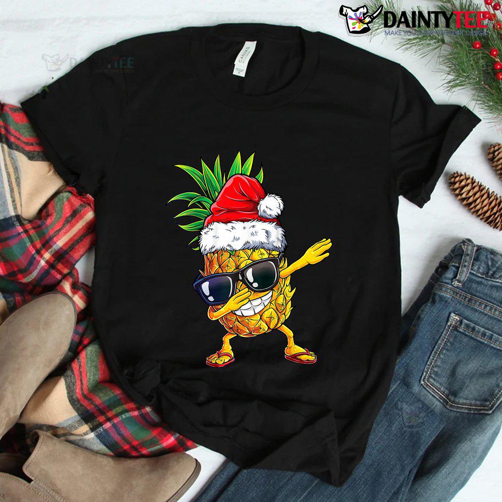 Christmas Pineapple Dabbing In July Funny Summer Pineapple Shirt Christmas Pineapple Dabbing In July Funny Summer Pineapple Shirt