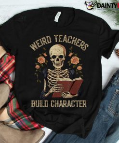 Skeleton Book Floral Skull Halloween Teacher For Shirt