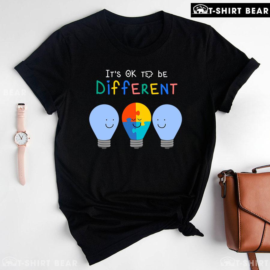 It's Ok To Be Different Light Bulbs Autism Awareness T-Shirt It's Ok To Be Different Light Bulbs Autism Awareness T-Shirt