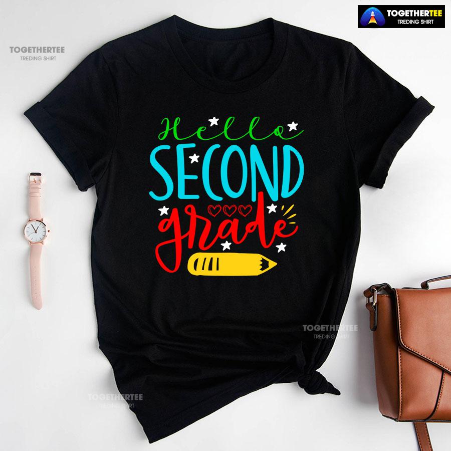 Hello Second Grade 2nd Grade Student Crayon Star Heart Back To School T-Shirt Hello Second Grade 2nd Grade Student Crayon Star Heart Back To School T-Shirt