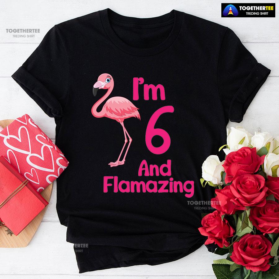 I Am 6 And Flamazing Flamingo 6th Birthday T-Shirt I Am 6 And Flamazing Flamingo 6th Birthday T-Shirt