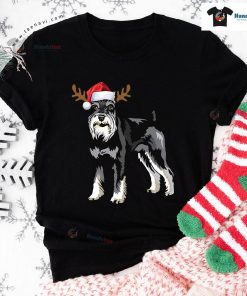 Mini Schnauzer Christmas Reindeer Hat T-Shirt