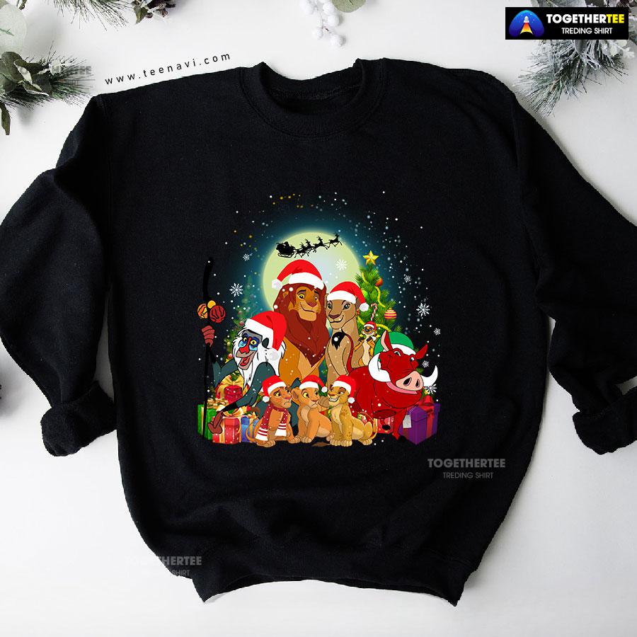 The Lion King Characters Santa Claus Sleigh Christmas Sweatshirt The Lion King Characters Santa Claus Sleigh Christmas Sweatshirt