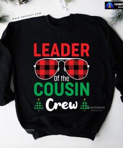 Leader Of The Cousin Crew Buffalo Plaid Sunglasses Christmas Tree Sweatshirt