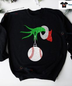Grinch Hand Baseball Ball Ornament Christmas Sweatshirt