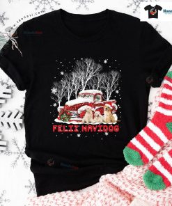 Feliz Navidog Golden Retriever With Christmas Hat for Christmas T-Shirt