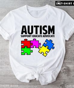 Autism Support Educate Advocate Puzzle Pieces T-Shirt