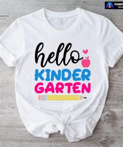 Hello Kindergarten Apple Pencil Heart Back To School T-Shirt