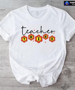 Teacher Tribe Orange Flowers Back To School T-Shirt