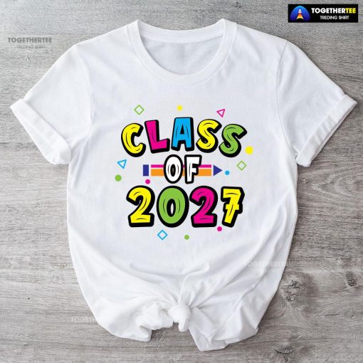 Class Of 2027 Crayon Student Back To School T-Shirt