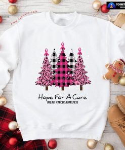Hope For A Cure Breast Cancer Awareness Pink Ribbon Christmas Tree Sweatshirt
